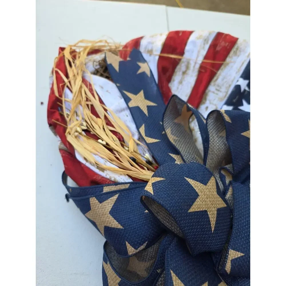 Patriotic Wreath Memorial Day Veterans Americana 4th Of July Rustic Decor 20